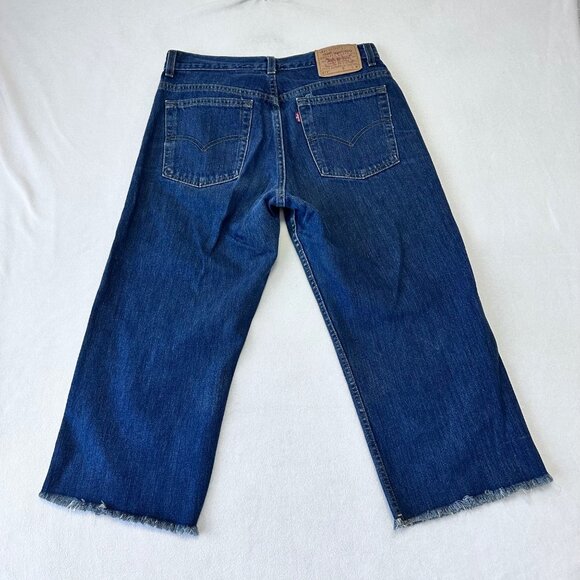 Levis Womens 577 Lower Rise Loose Fit Crop Vtg Y2K Size 10 Mis M Blue USA Made - Picture 2 of 13